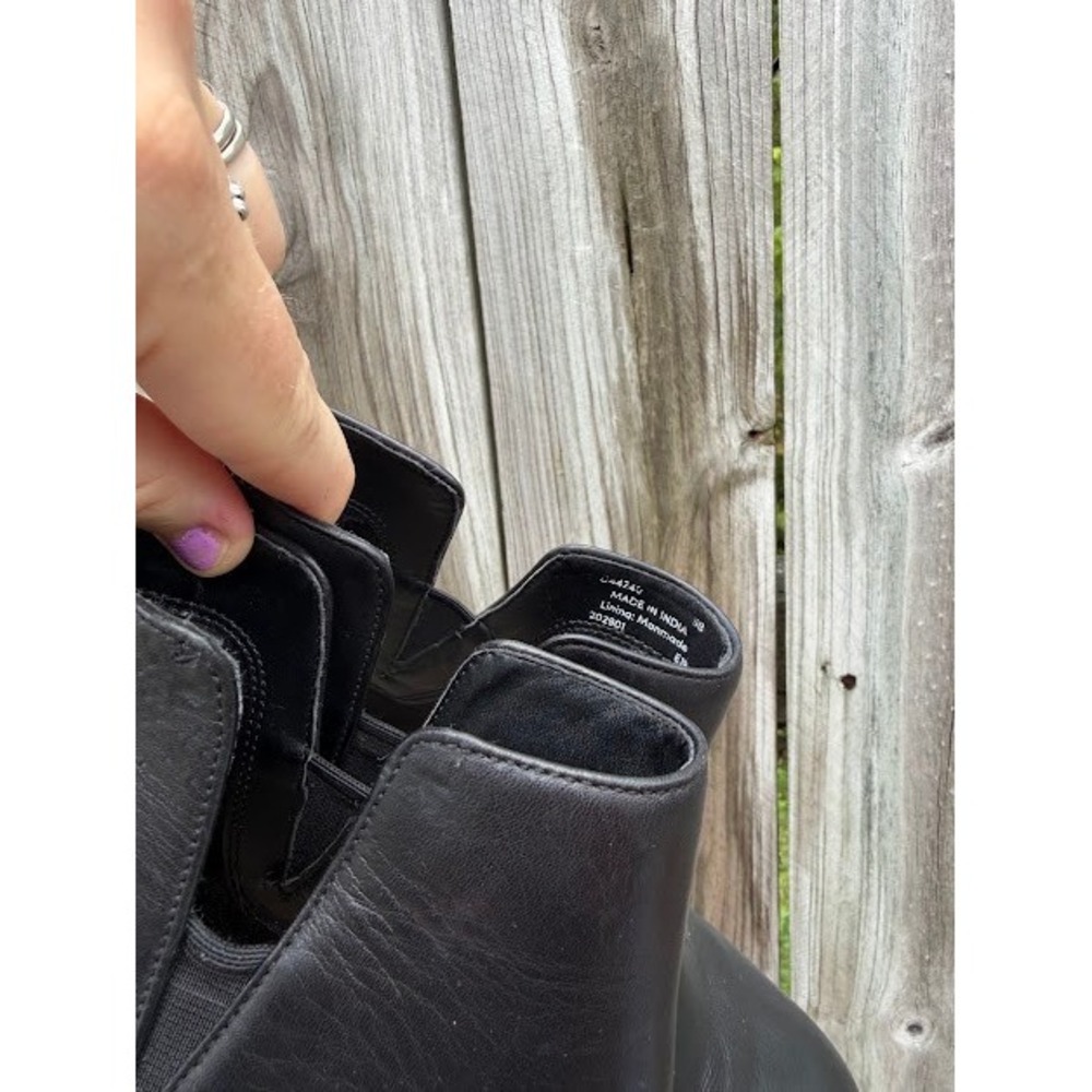 Minimalist Classic Cole Haan Leather Ankle Bootie 6.5 Black Block Heel Boot - Picture 4 of 11
